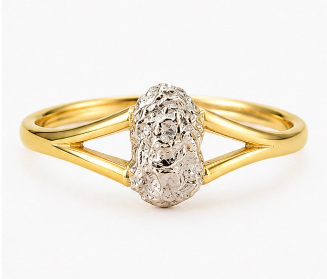 14K Yellow Gold Jesus Head Split-Shank Ring – Size 6