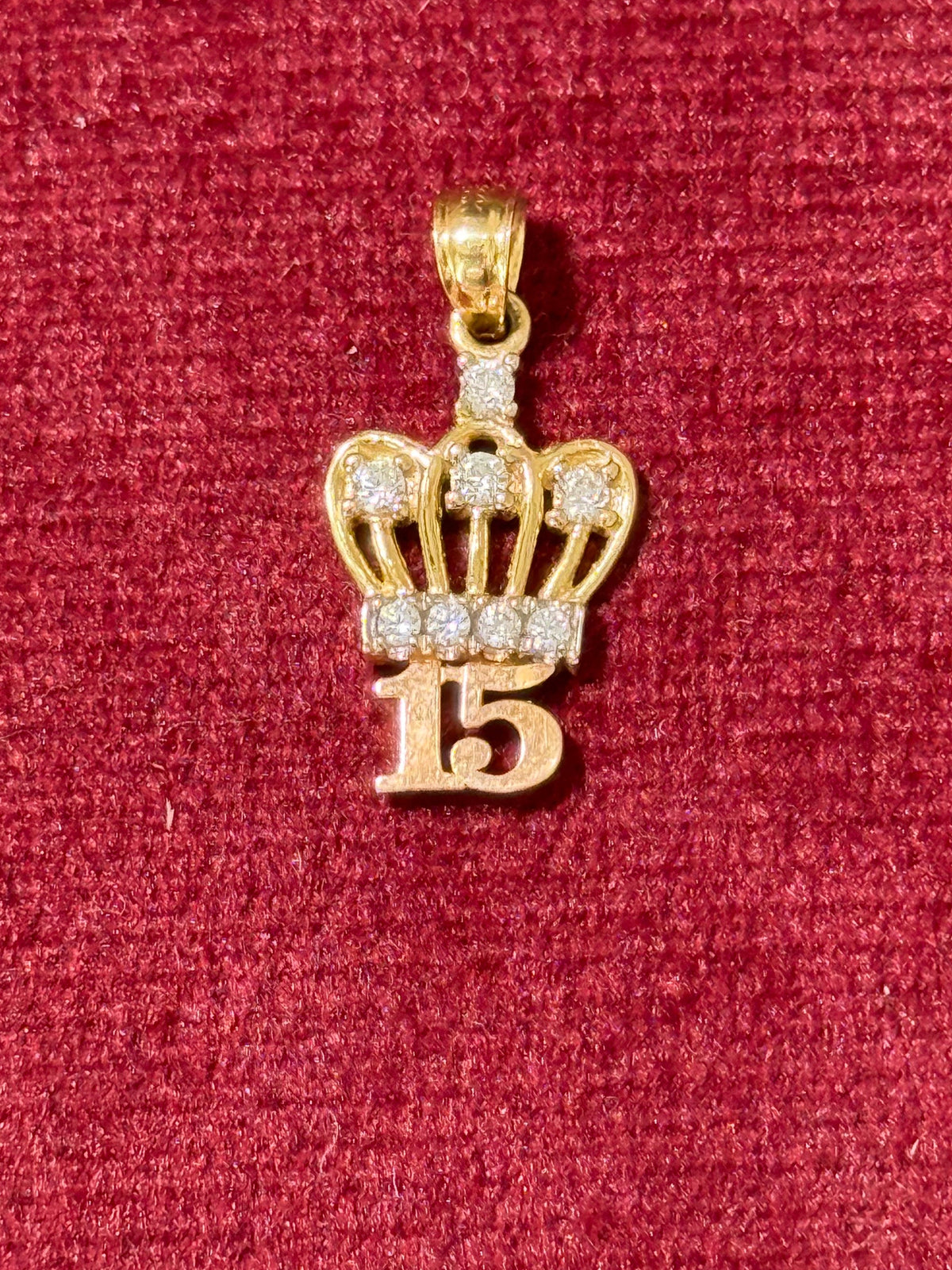 14K Gold Quinceañera Crown Pendant – Small