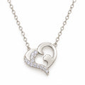 925 Sterling Silver Mother & Child Heart Necklace - 18"