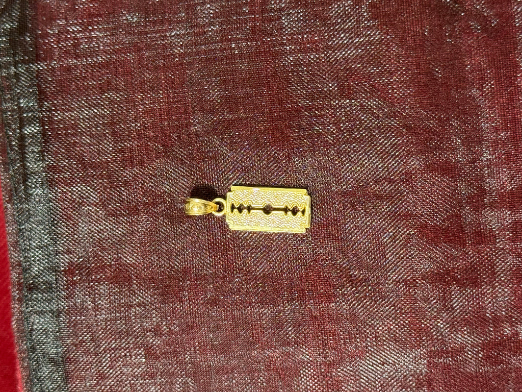 10K Gold Razor Blade Pendant - Small