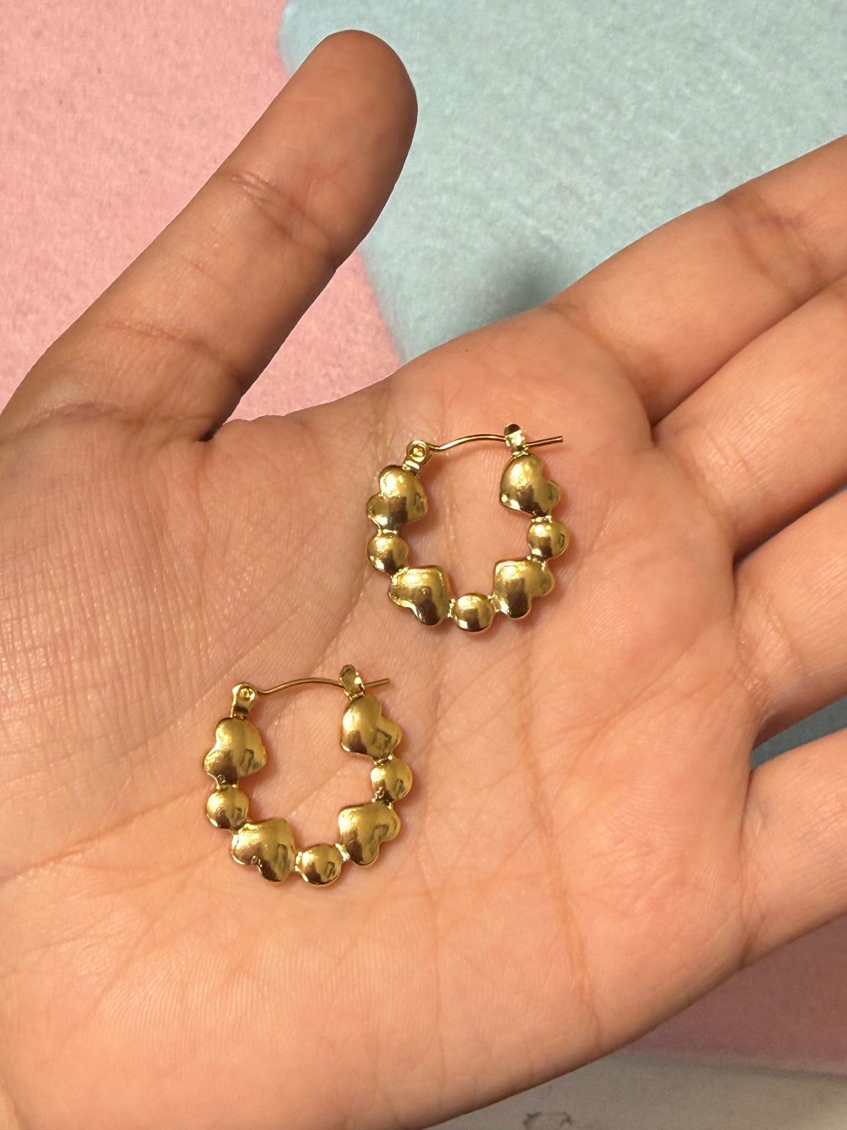 Stainless Steel Gold Heart Hoop Earrings – Medium