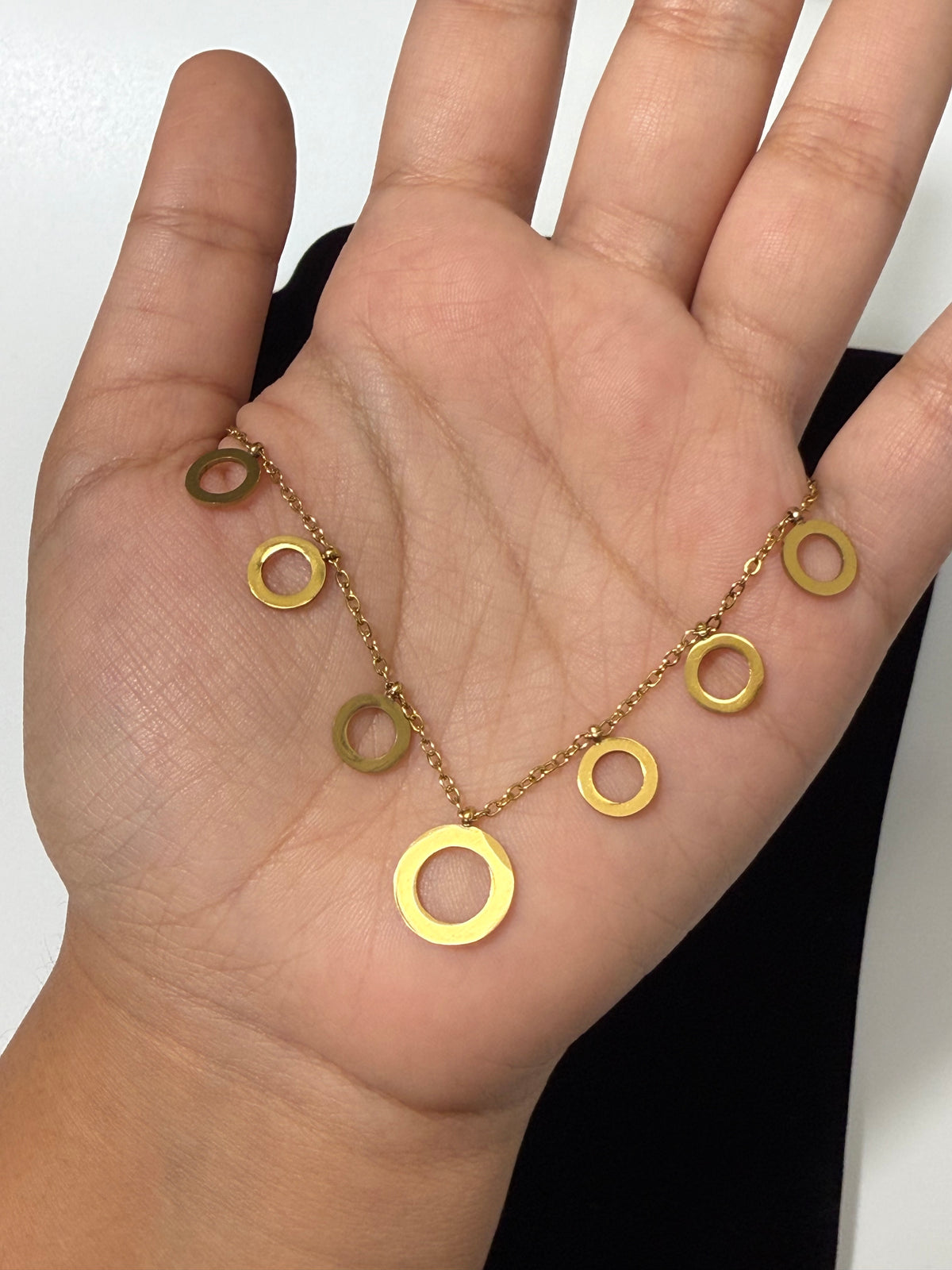 Stainless Steel Gold Circle Charm Necklace – 18”