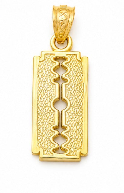 10K Gold Razor Blade Pendant - Small