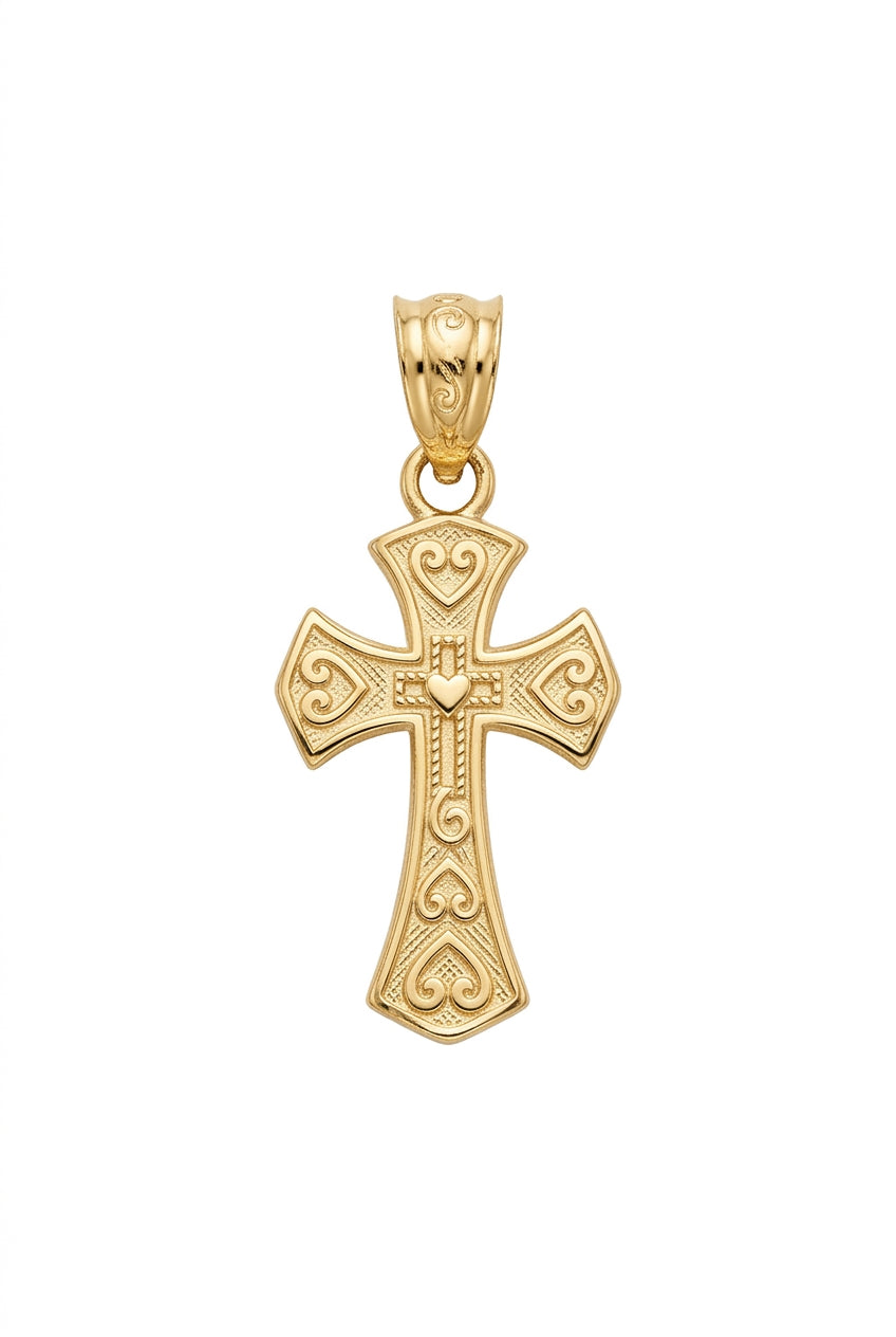 10K Gold Vintage-Style Cross Pendant