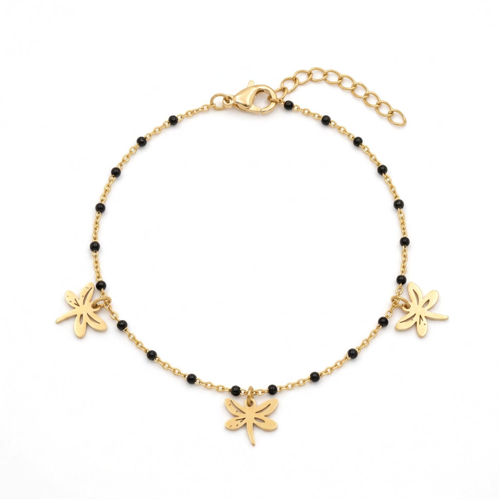Stainless Steel Dragonfly Charm Anklet