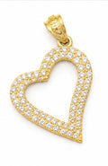 10K Yellow Gold Asymmetrical CZ Heart Pendant