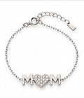 925 Sterling Silver Mom Heart Bracelet – 7" Adjustable