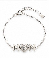 925 Sterling Silver Mom Heart Bracelet – 7" Adjustable
