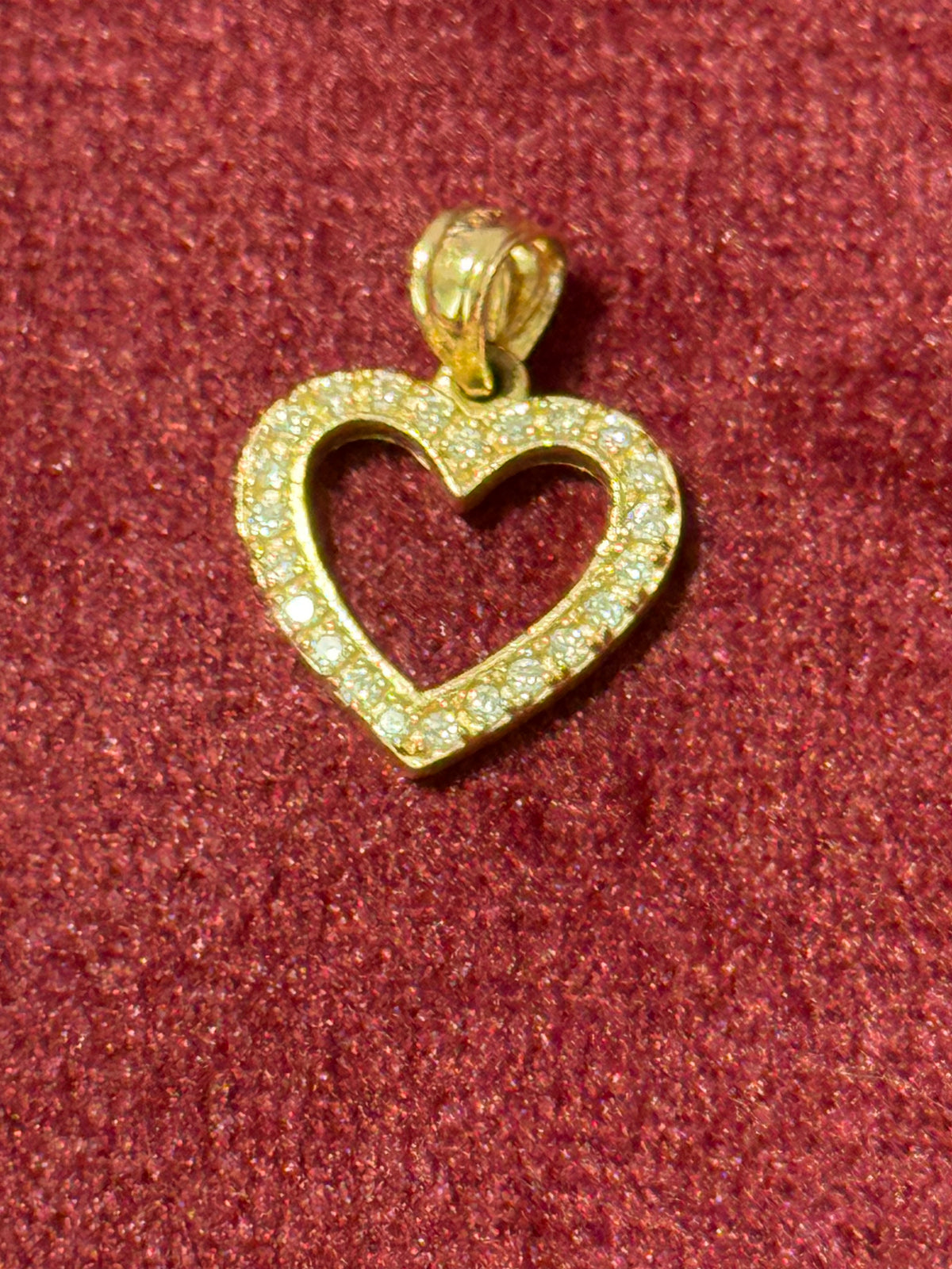 14K Gold CZ Heart Pendant – Small