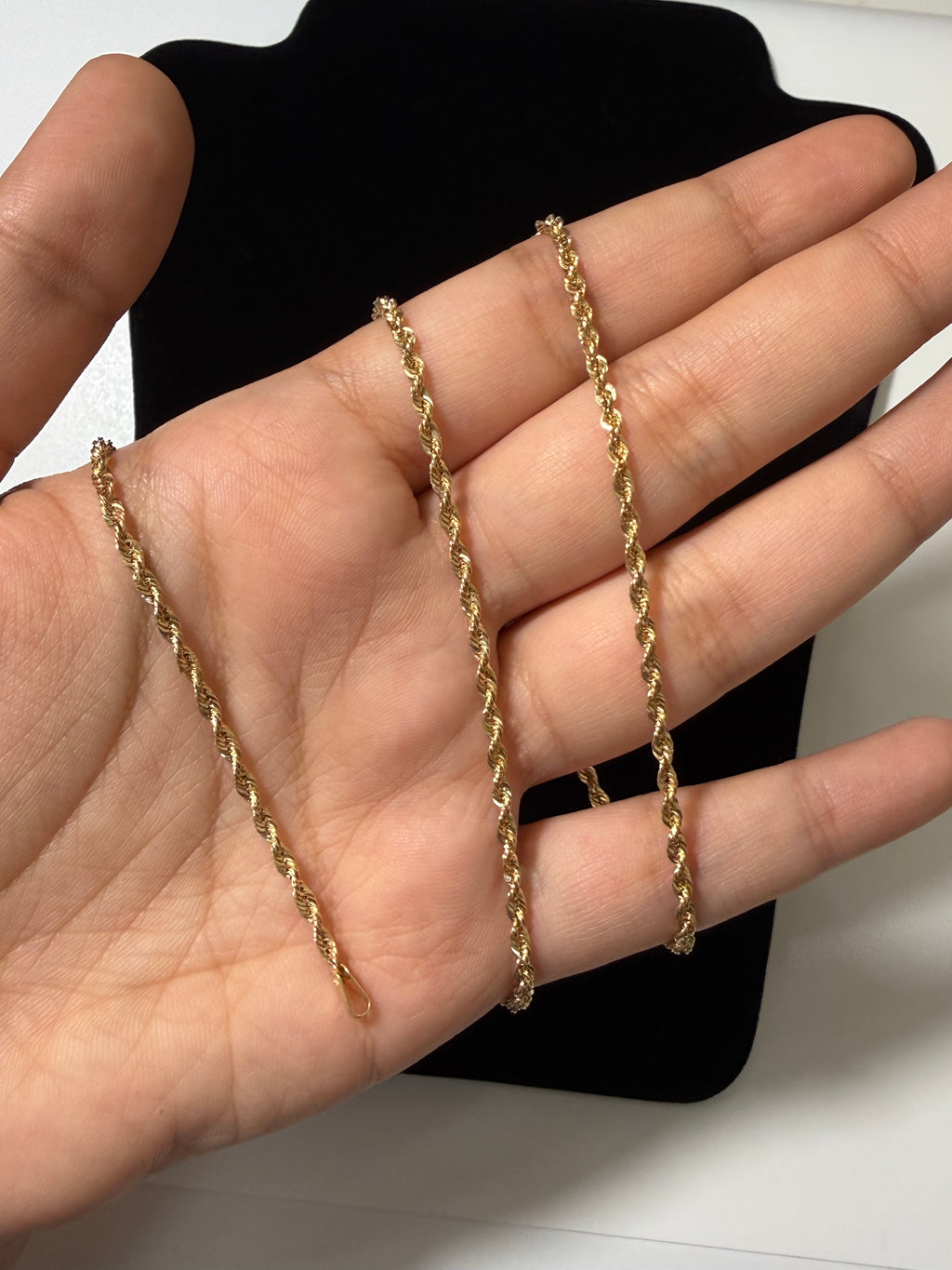 14K Gold Semi-Solid Rope Chain Necklace – 22” | 2mm