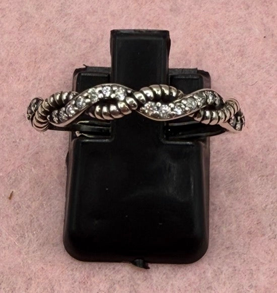 925 Sterling Silver Twisted Rope Ring – Adjustable Size 6–10