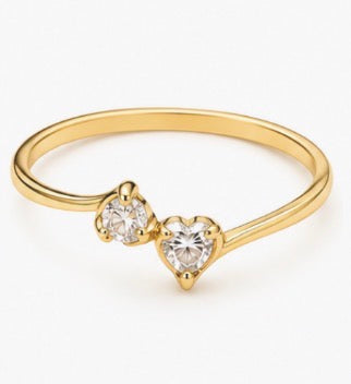 14K Gold Two-Stone CZ Ring – Size 6.5