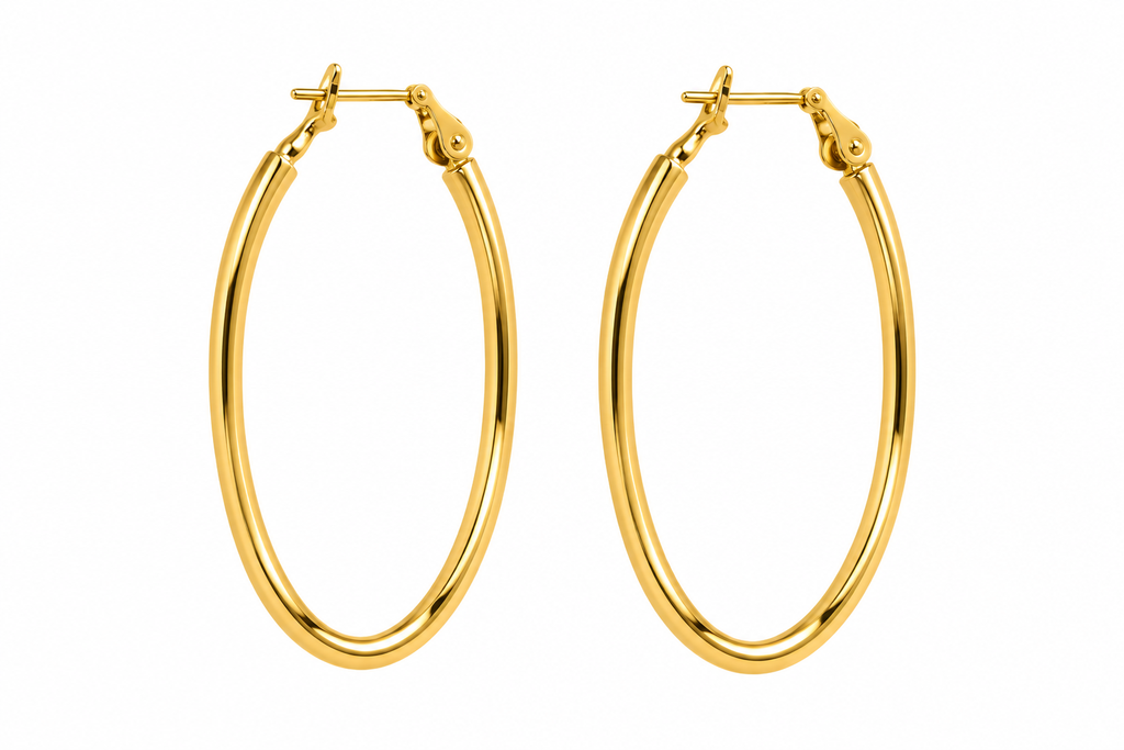 Stainless Steel Gold Classic Hoop Earrings – 3 Sizes