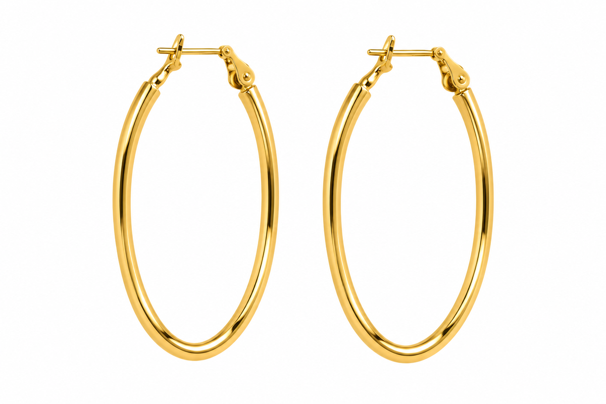 Stainless Steel Gold Classic Hoop Earrings – 3 Sizes