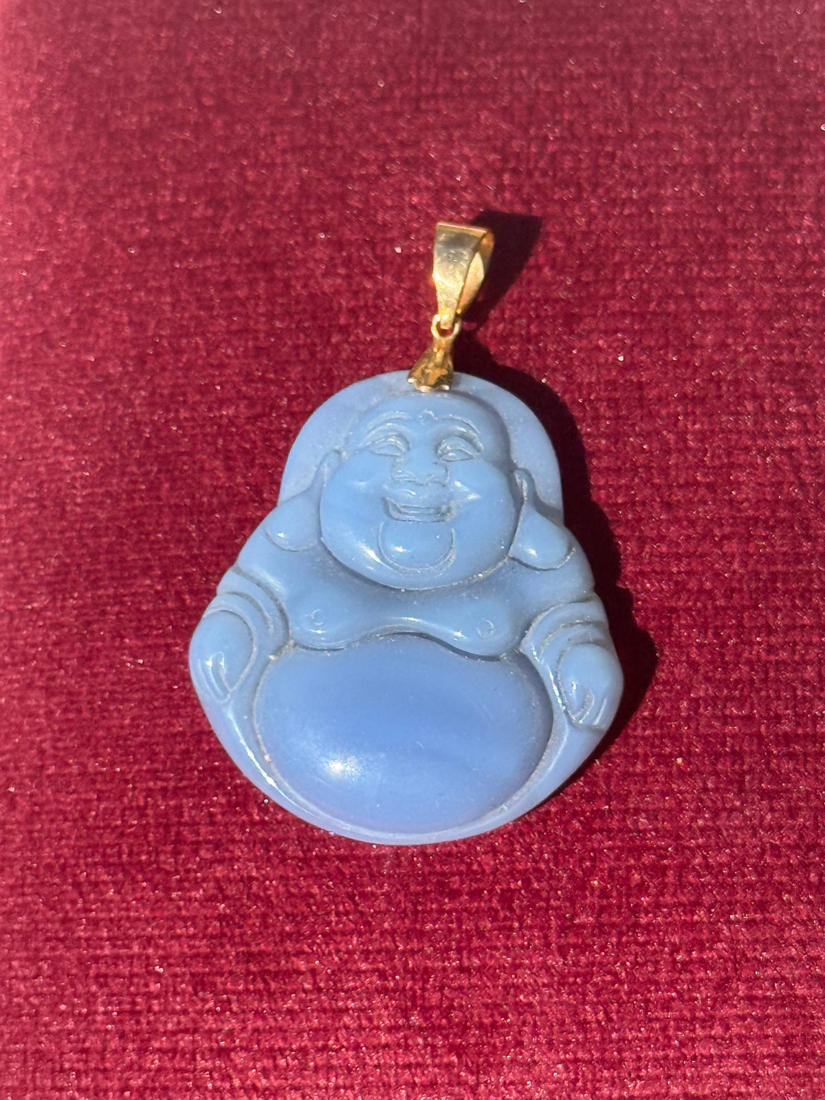 10K Gold Color-Changing Agate Laughing Buddha Pendant – Large