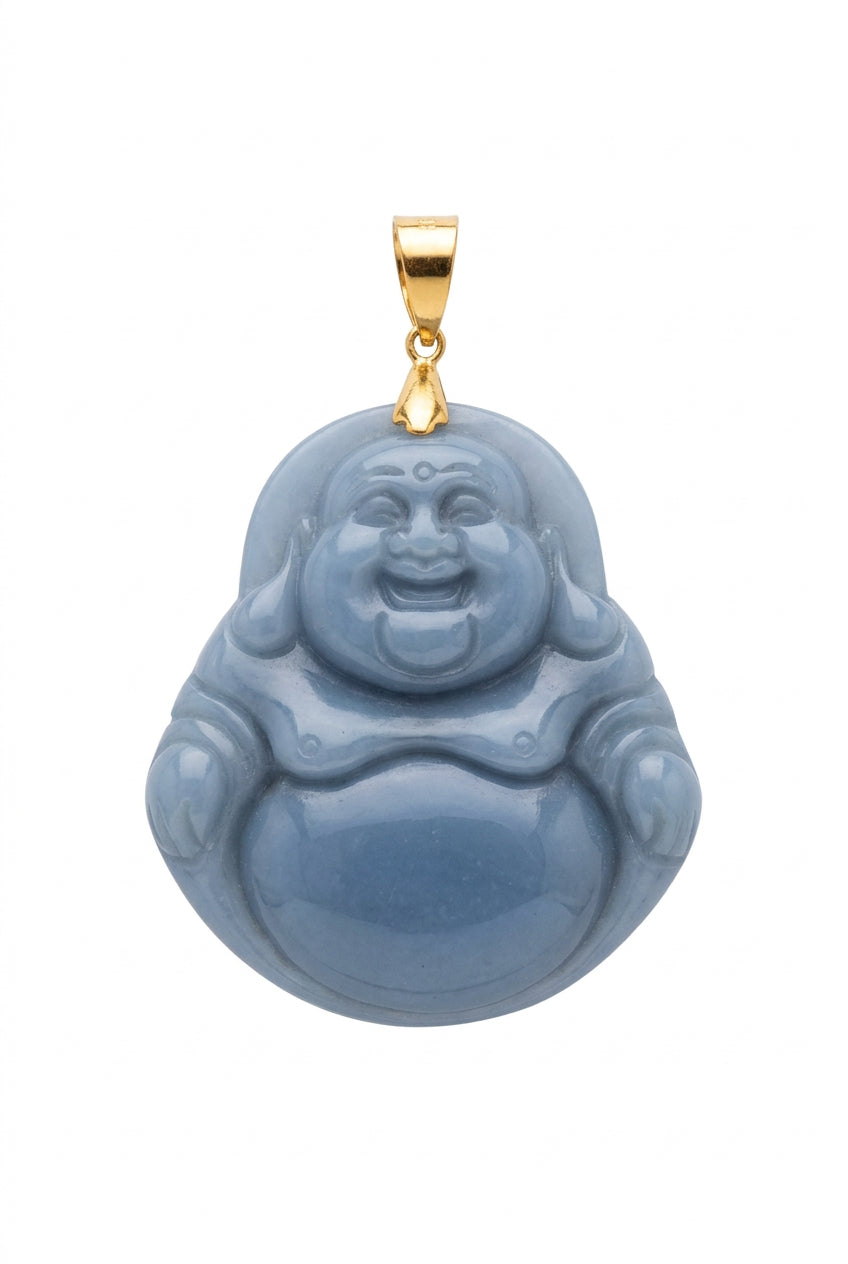 10K Gold Color-Changing Agate Laughing Buddha Pendant – Large