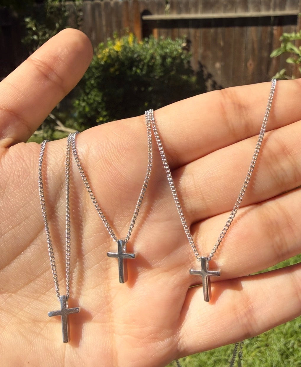 925 Sterling Silver Minimalist Cross Necklace – 18”
