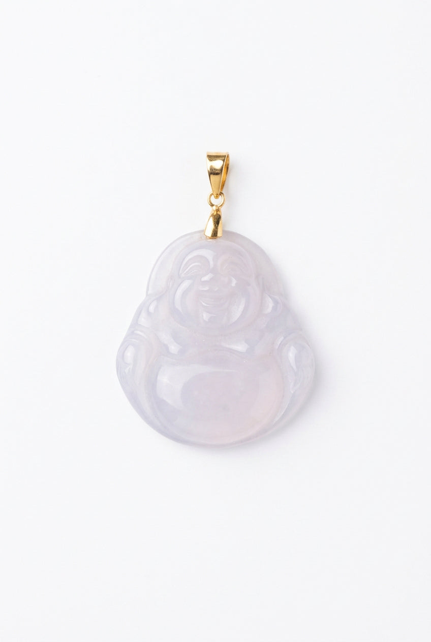 10K Gold Lavender Agate Laughing Buddha Pendant – Medium