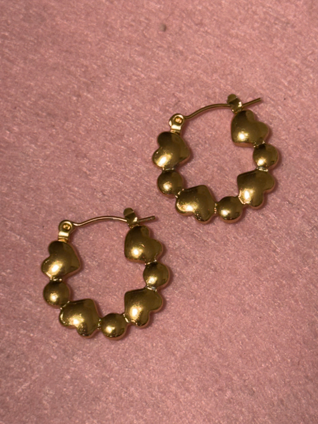 Stainless Steel Gold Heart Hoop Earrings – Medium