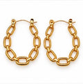 Stainless Steel Gold Link Hoop Earrings – Medium