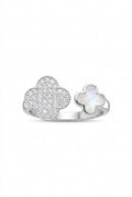 925 Sterling Silver Adjustable Double Flower Ring