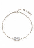 925 Sterling Silver Square-Cut Solitaire Bracelet – 7" Adjustable