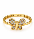 14K Gold CZ Butterfly Ring – Size 8