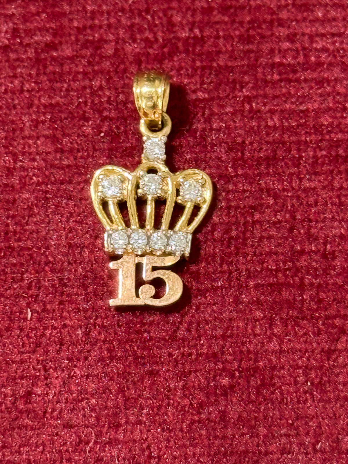 14K Gold Quinceañera Crown Pendant – Small