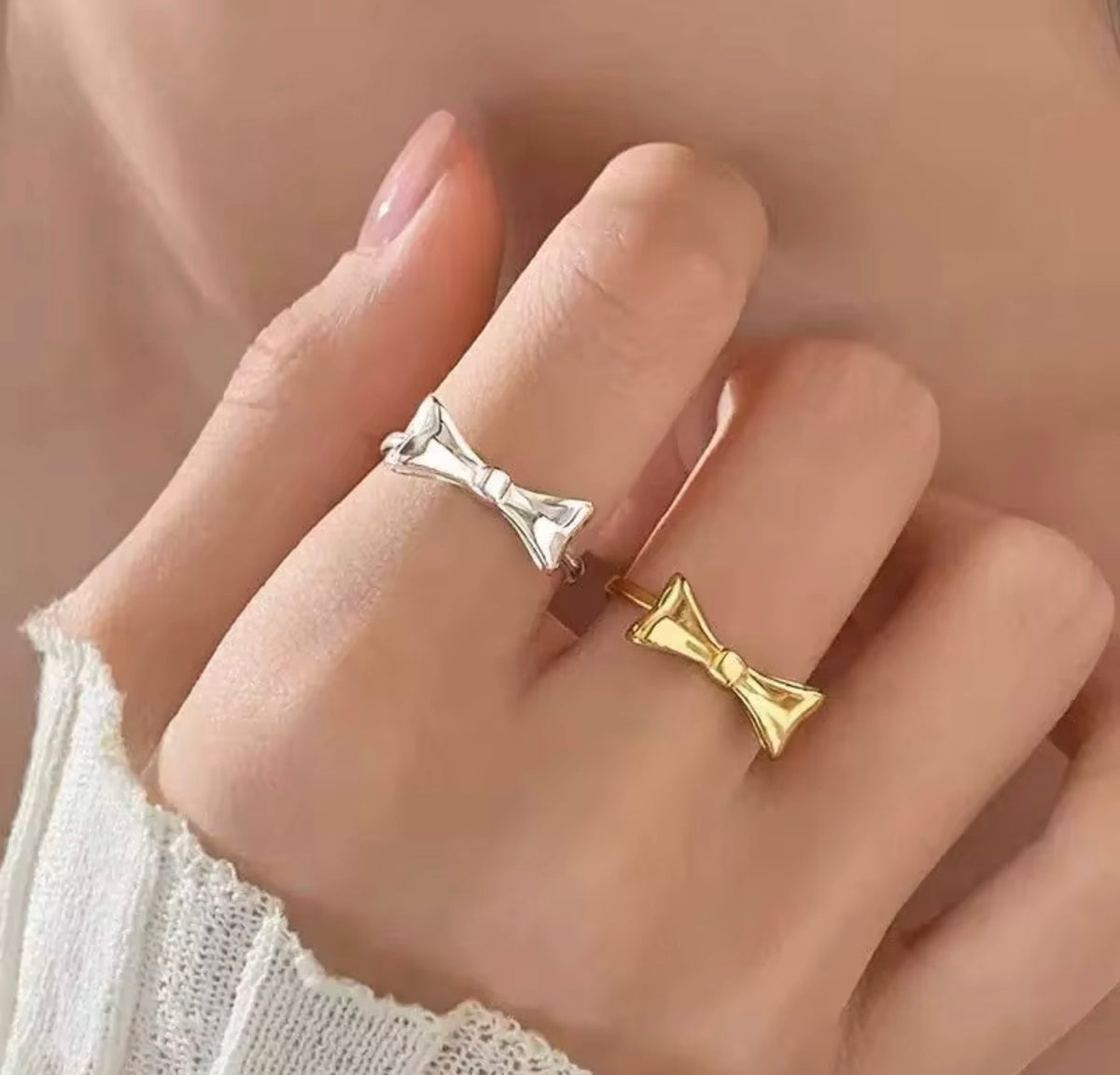 925 Sterling Silver Adjustable Bow Ring