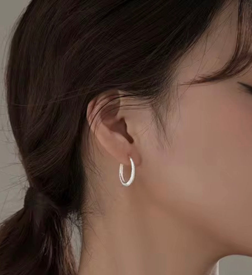 925 Sterling Silver Textured Hoop Earrings