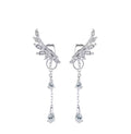 925 Sterling Silver Angel Wing Dangle Earrings