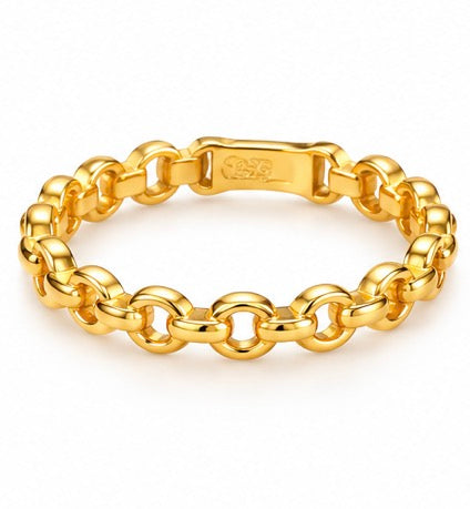 18K Gold Interlocking Link Band Ring – Size 7.5