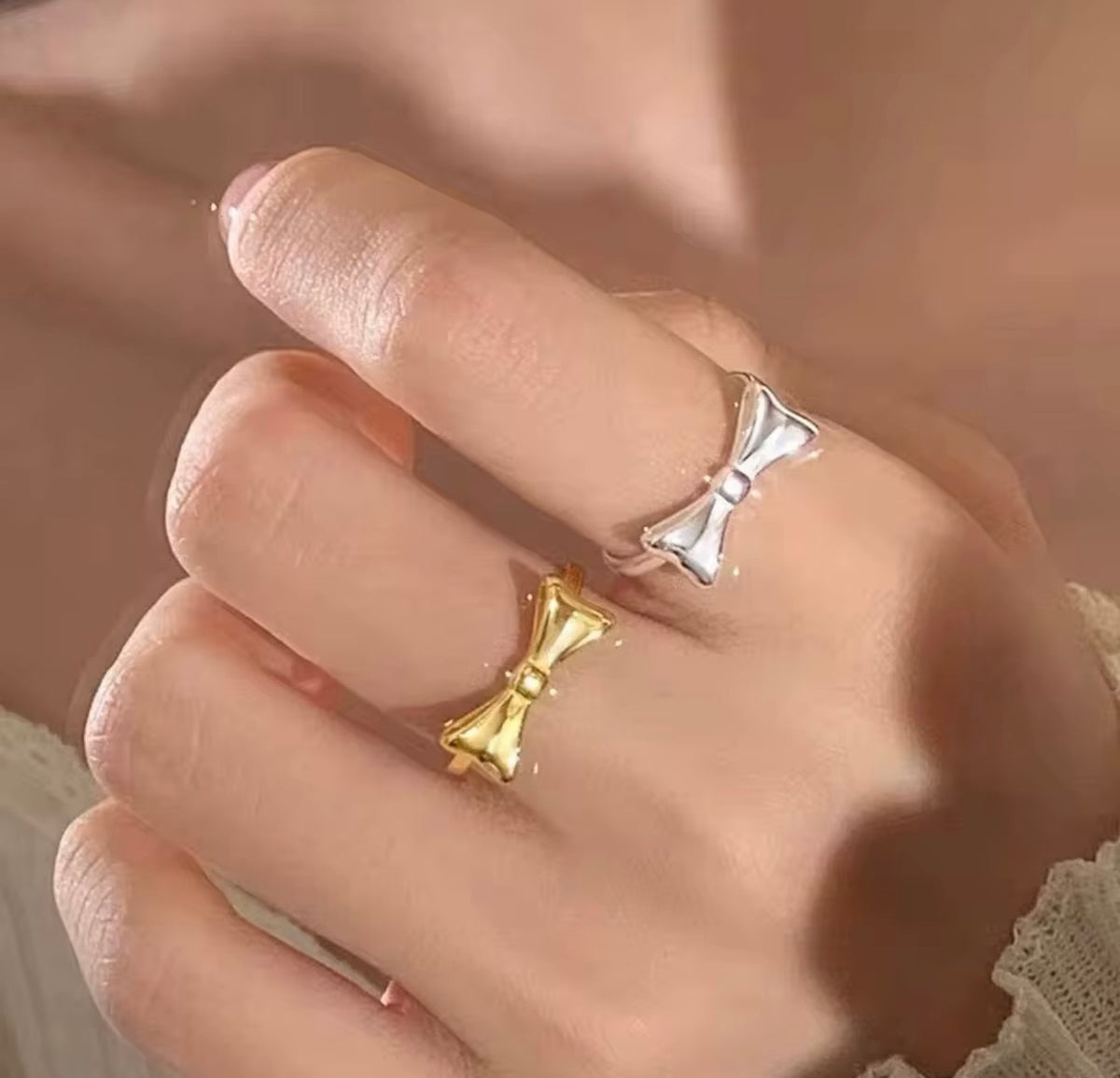 925 Sterling Silver Adjustable Bow Ring
