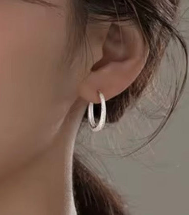 925 Sterling Silver Textured Hoop Earrings