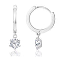 925 Sterling Silver CZ Drop Huggie Earrings