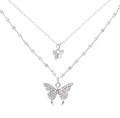 925 Sterling Silver Double Butterfly Layered Necklace