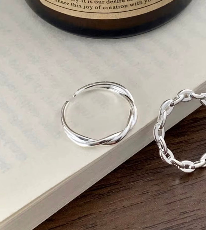 925 Sterling Silver Adjustable Twisted Ring