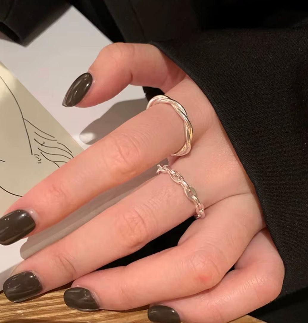 925 Sterling Silver Adjustable Twisted Ring