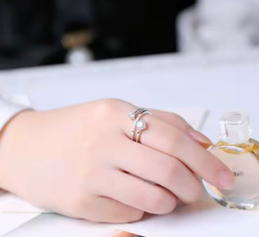 925 Sterling Silver Double CZ Wrap Ring