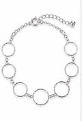 925 Sterling Silver Diamond-Cut Open Circle Link Anklet – Adjustable