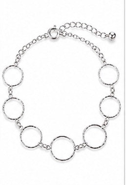925 Sterling Silver Diamond-Cut Open Circle Link Anklet – Adjustable