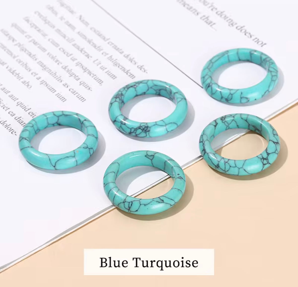 Natural Blue Turquoise Band Ring - Size 9