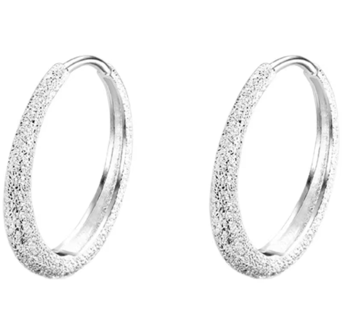 925 Sterling Silver Textured Hoop Earrings