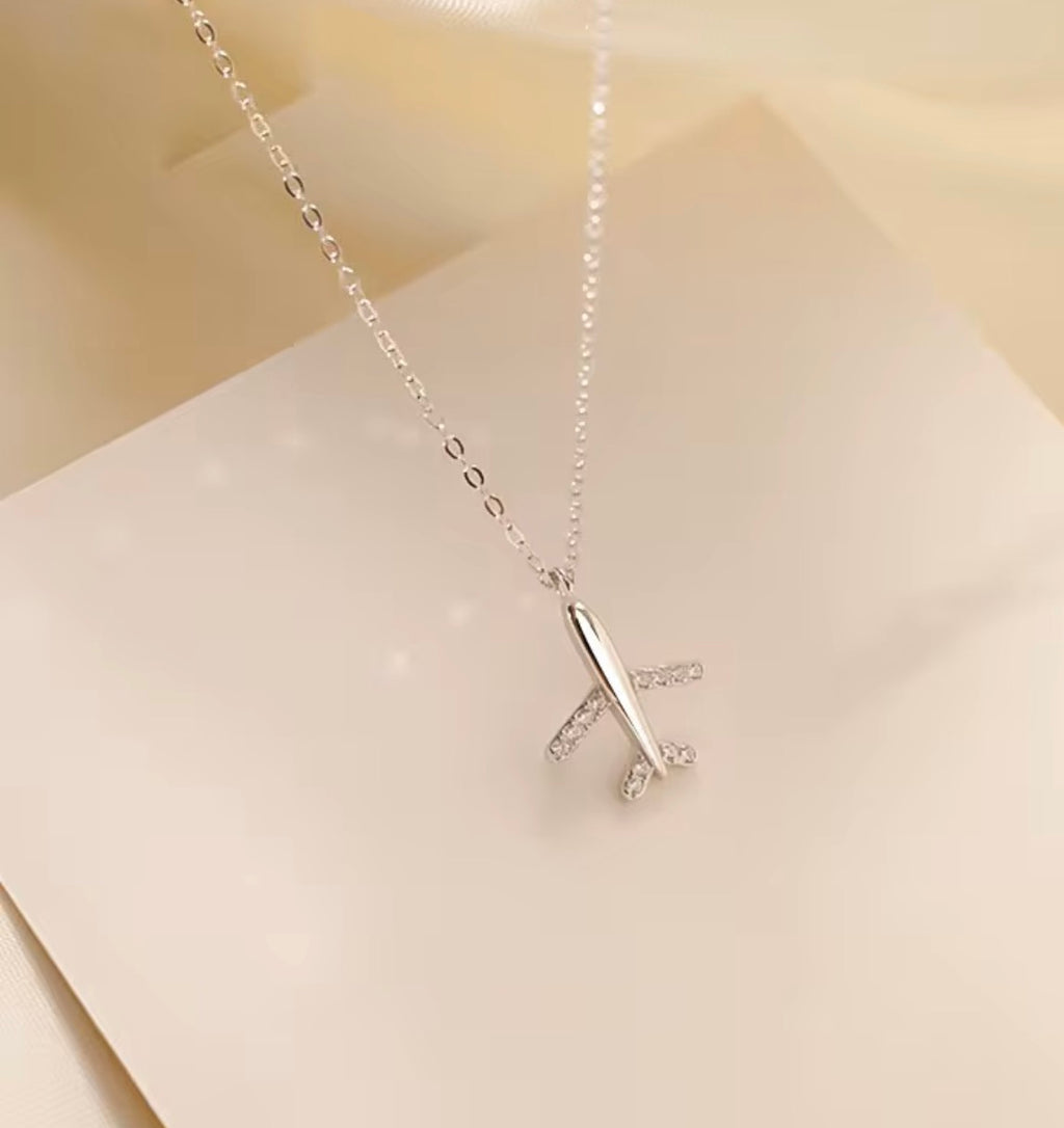 925 Sterling Silver Airplane Necklace