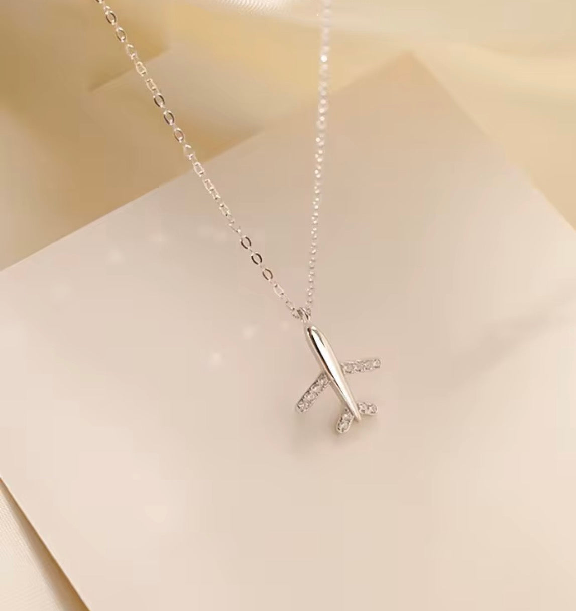 925 Sterling Silver Airplane Necklace