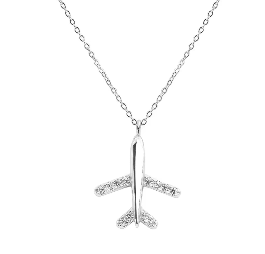 925 Sterling Silver Airplane Necklace