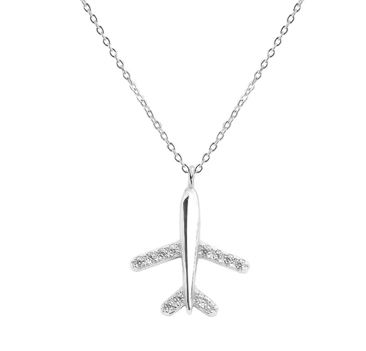 925 Sterling Silver Airplane Necklace