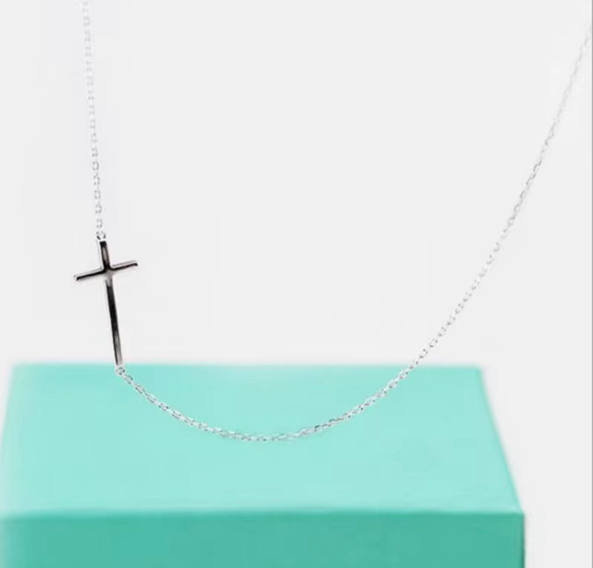 925 Sterling Silver Side way Cross Necklace