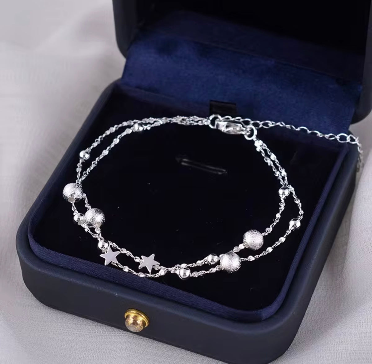 925 Sterling Silver Double-Layer Star Bracelet