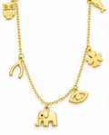 10K Two-Tone Gold Lucky Charm Anklet – 9” + 1” Adjustable